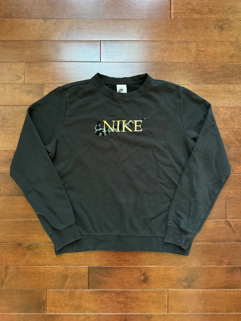 Nike Black & Leopard Print Crewneck